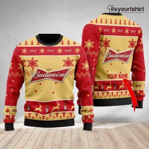 Personalized Budweiser Beer Christmas Ugly Sweater