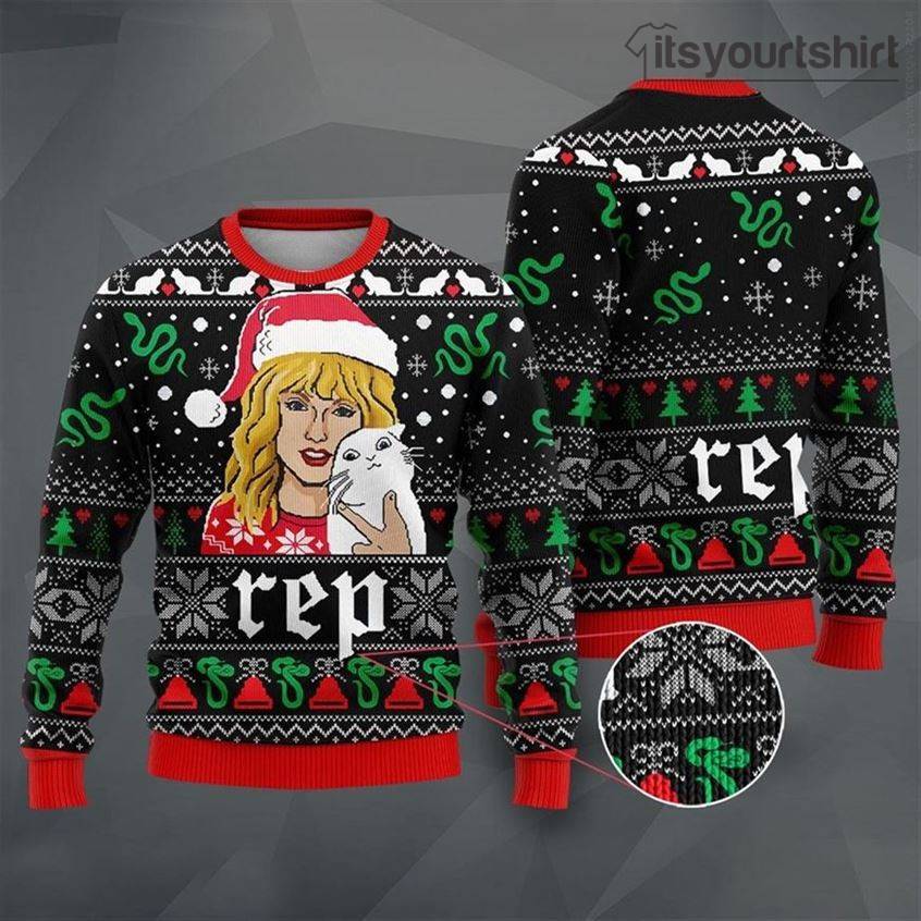 Rep Taylor Swift And Cat Ugly Christmas Sweater