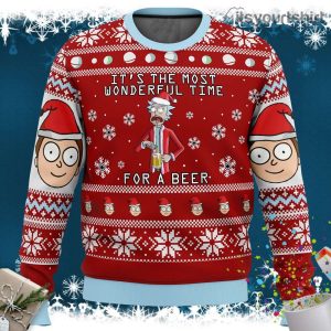 Rick And Morty Time For A Beer Christmas Ugly Sweater
