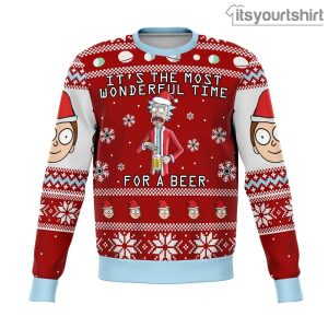 Rick And Morty Wonderful Time For A Beer Christmas Ugly Sweater