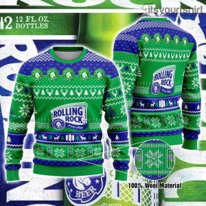 Rolling Rock Beer Christmas Ugly Sweater