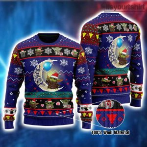 Star Wars Baby Yoda To The Moon and Back Ugly Christmas Sweater