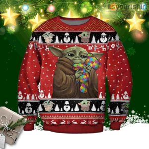 Star Wars Baby Yoda With Puzzles Autism Ugly Christmas Sweater