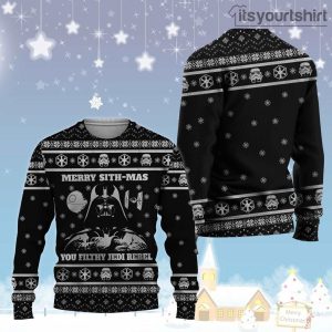 Star Wars Merry Sith-Mas You Filthy Jedi Rebel Snowflake Black Ugly Christmas Sweater