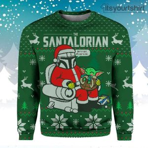 Star Wars the Santalorian Baby Yoda Reindeer Green Ugly Christmas Sweater