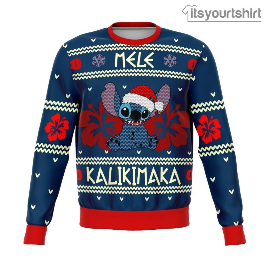 Stitch Mele Kalikimaka Disney Premium Ugly Christmas Sweater