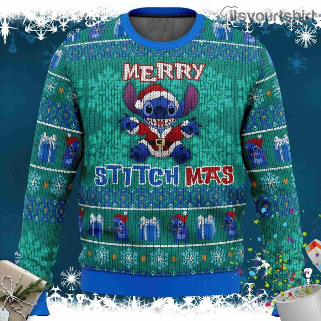 Stitch Merry Stitchmas Disney Ugly Christmas Sweater