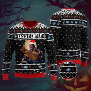 Thanos Less People More Bud Light Beer Ugly Christmas Sweater