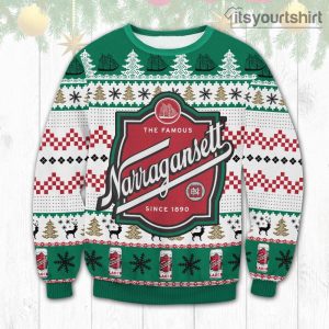 The Famous Narragansett Lager Beer Since 1890 Pine Tree Ugly Sweater