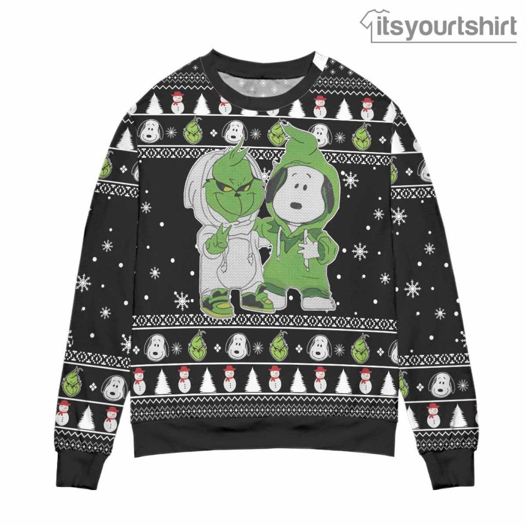 The Grinch And Snoopy Black Ugly Christmas Sweater