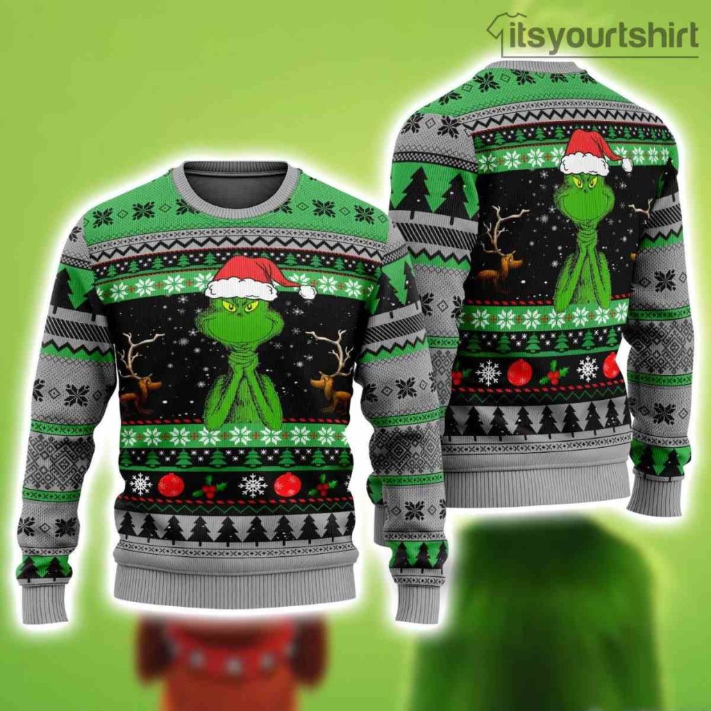 The Grinch Santa Hat Ugly Christmas Sweater