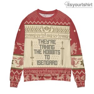 The Lord Of The Rings They’re Taking The Hobbits To Isengard Red White Ugly Christmas Sweater