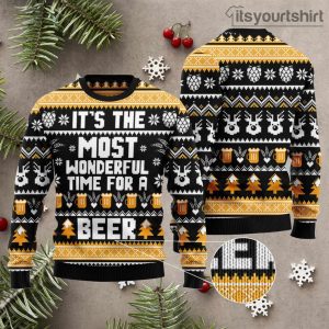 Wonderful Time For A Beer Christmas Ugly Sweater