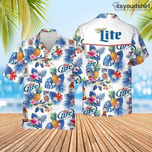 Beer Miller Lite Palm Leaf Tropical Hawaiian Shirt