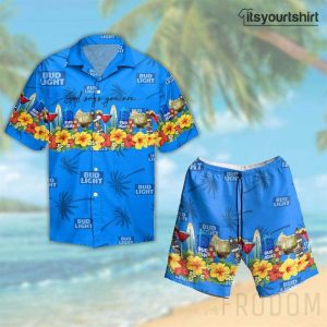 Bud Light Beer Aloha Shirt Sorts Set