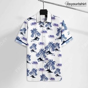 Bud Light Beer Palm Trees White Blue Hawaiian Shirt 2