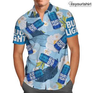Bud Light Beer Tropical Flower Hawaiian Shirts