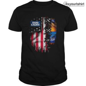 Bud Light Inside American Flag T Shirts