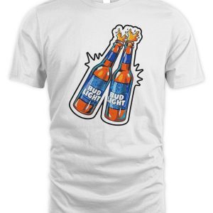 Bud Light Merch Bottles Cheers Backprin Uok T Shirts