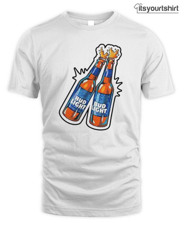 Bud Light Merch Bottles Cheers Backprin Uok T Shirts
