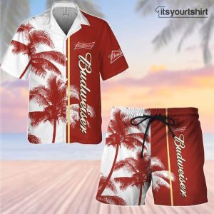 Budweiser Beer Palm Tropical And Shorts Set Hawaiian Shirt