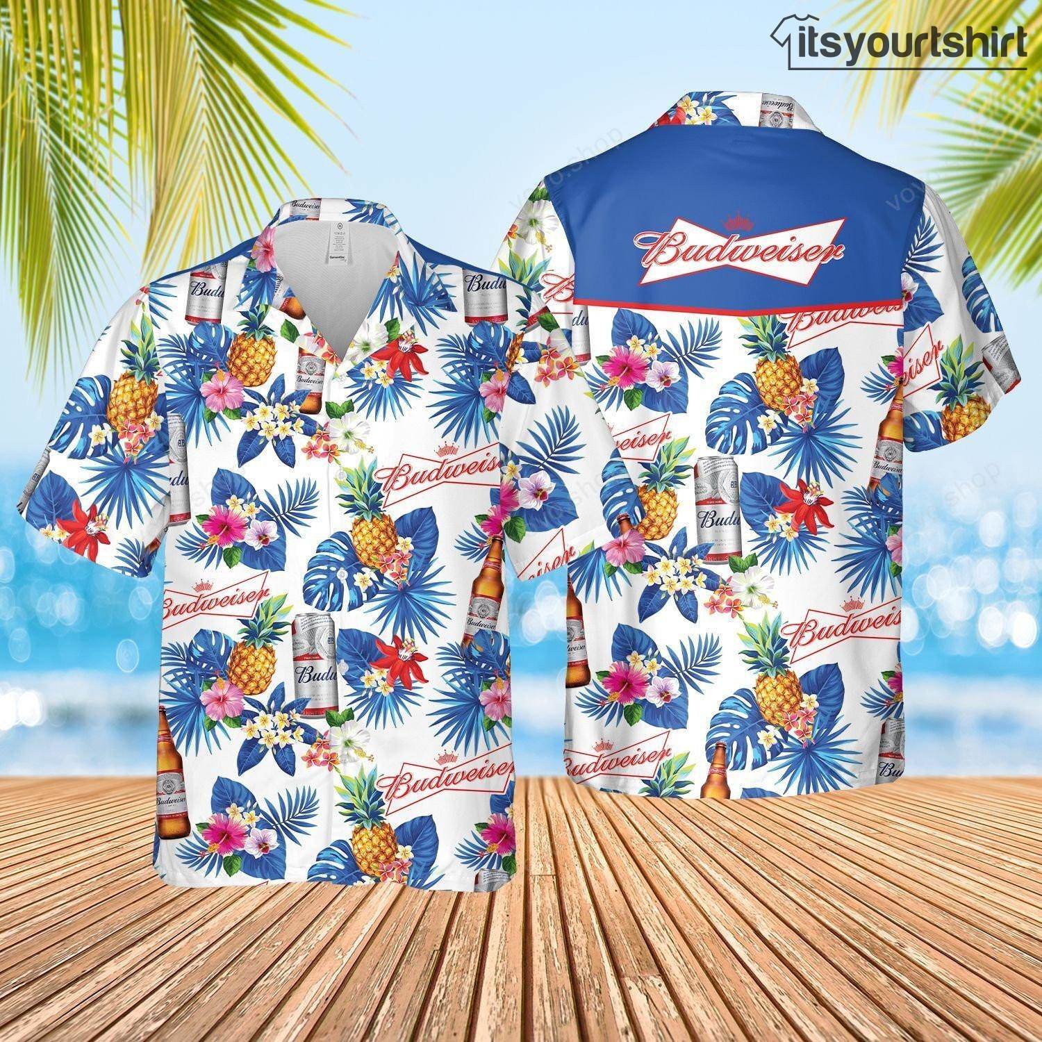 Budweiser Beer Tropical Flower And Shorts Set Best Hawaiian Shirts 1