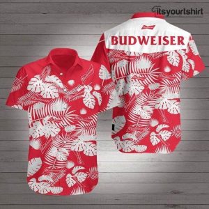 Budweiser Beer Tropical Red White Hawaiian Shirt