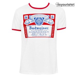 Budweiser Men_s White Ringer Small T-Shirts