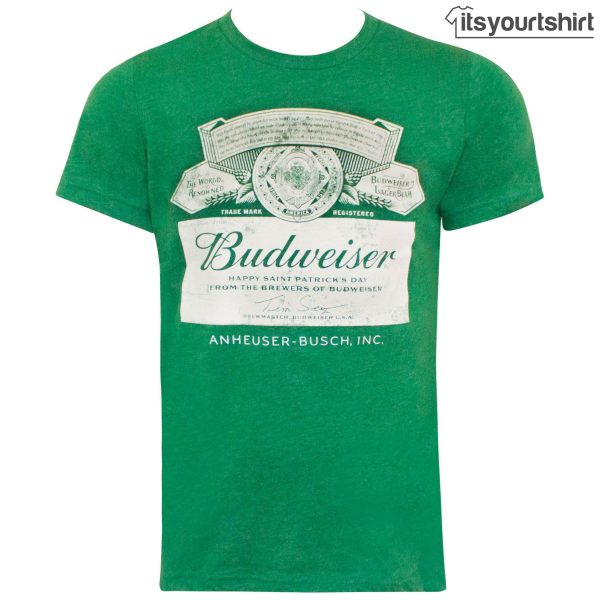 Budweiser St. Patricks Day Green Label Custom T Shirts