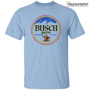 Busch Beer Custom Designed Color Round Worn Label Pattern T Shirt