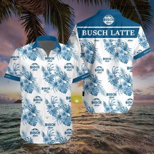 Busch Latte Beer Blue White Hawaiian Shirt