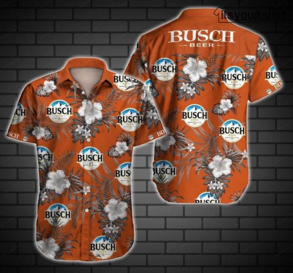 Busch Light Beer Orange Hawaiian Shirt