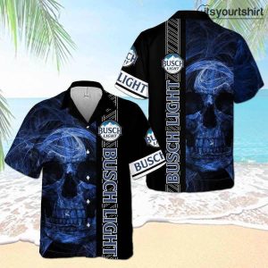 Busch Light Beer Smoky Blue Skull Hawaiian Shirt