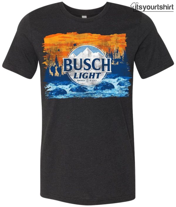 Busch Light Men_s Black Camo Can Custom T Shirt