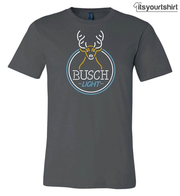 Busch Light Men_s Gray Deer Neon Custom T Shirts