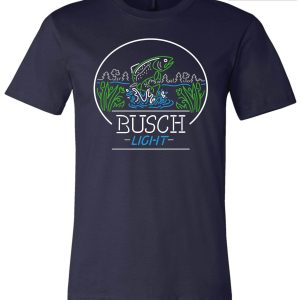 Busch Light Men_s Navy Neon Trout Custom T-Shirts