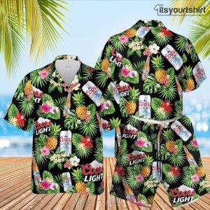 Coors Light Beer And Shorts Set Aloha Shirt