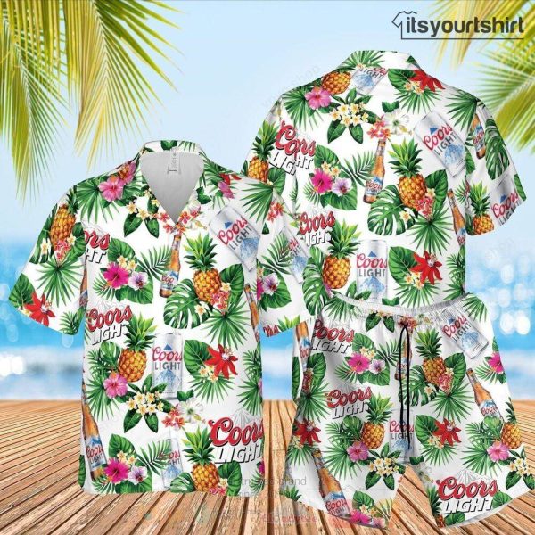 Coors Light Beer And Shorts Set Tropical Shirts