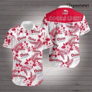 Coors Light Beer Hibiscus Flower Pattern Hawaiian Shirt