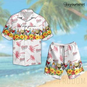 Coors Light Beer Shorts Set Flower Pattern Hawaiian Shirt