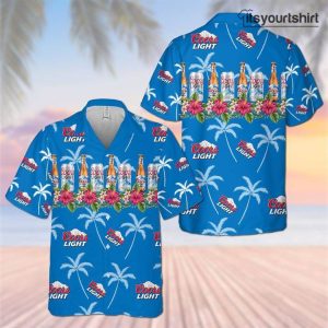 Coors Light Beer Tropical Flower  Aloha Shirt
