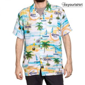 Corona Light Beer Palm Tree Hawaiian Shirt