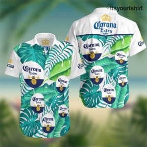 Corona Light Beer White Hawaiian Shirt