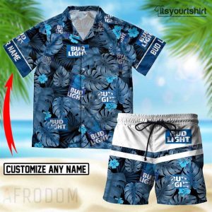 Custom Tropical Bud Light And Shorts Set Cool Hawaiian Shirts