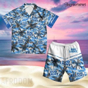 Custom Tropical Bud Light And Shorts Set Hawaiian Print Clothing