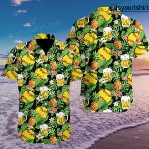 Fastpitch Softballs And Beer Cool Hawaiian Shirts