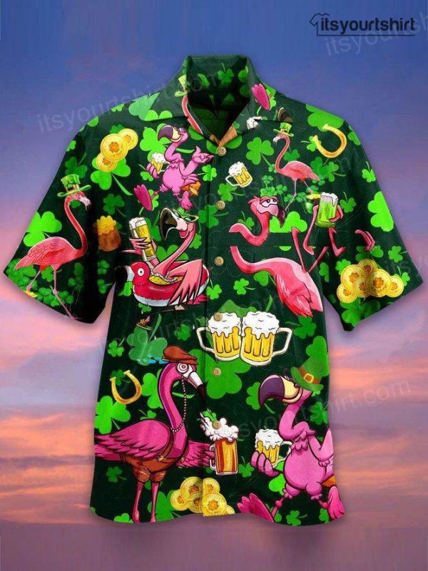 Flamingo And Beer Patricks Day Best Hawaiian Shirts