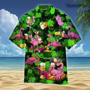 Flamingos Drink Beer St Patricks Day Best Hawaiian Shirts