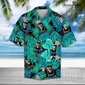 Guinness Beer Green Tropical Palm Hawaiian Shirt