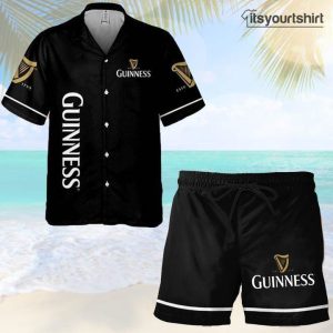 Guinness Beer Shorts Set Black Hawaiian Shirt 2
